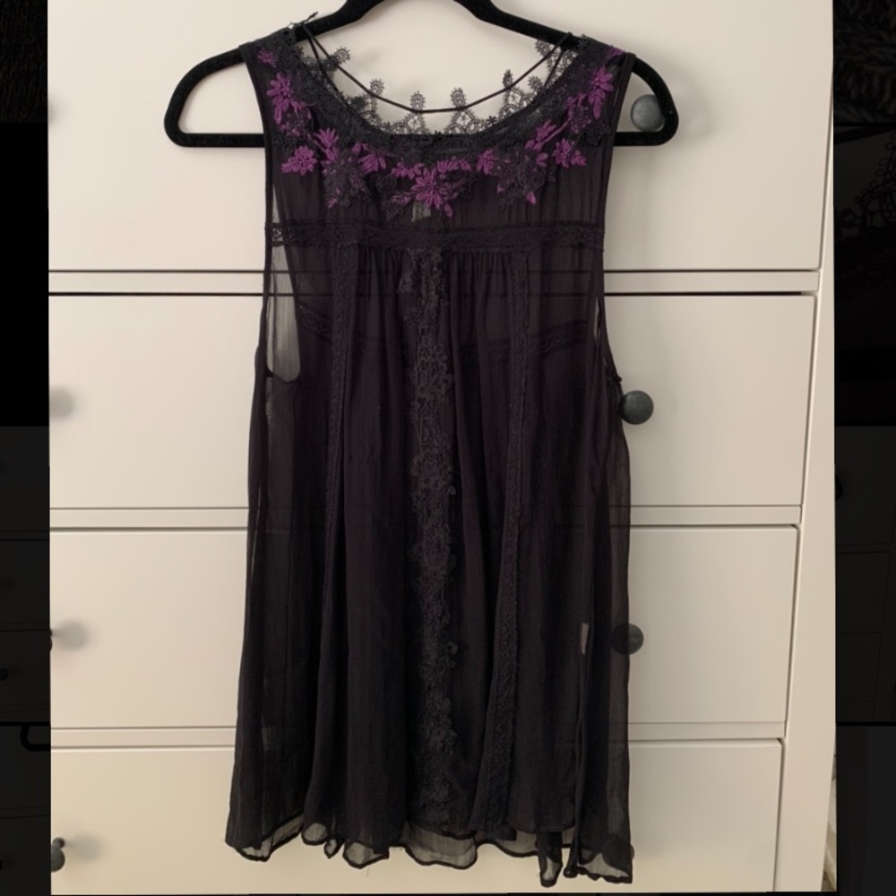 Free People black tunic tank top - Picture 2 of 6
